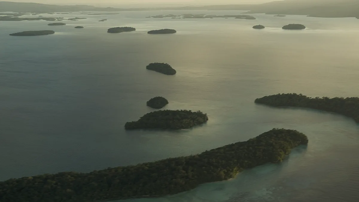 Aerial View of Marovo Lagoon, Solomon Islands
