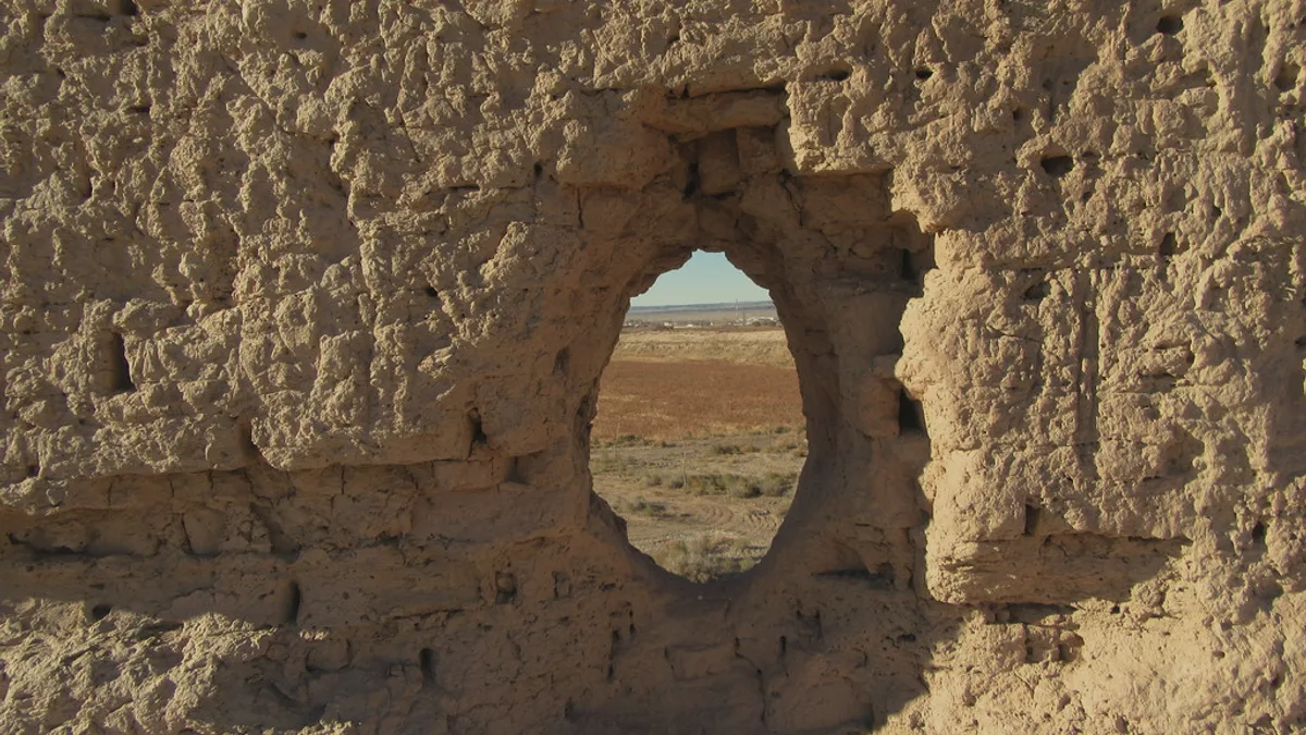 Kizil Uzbekistan landscape through hole
