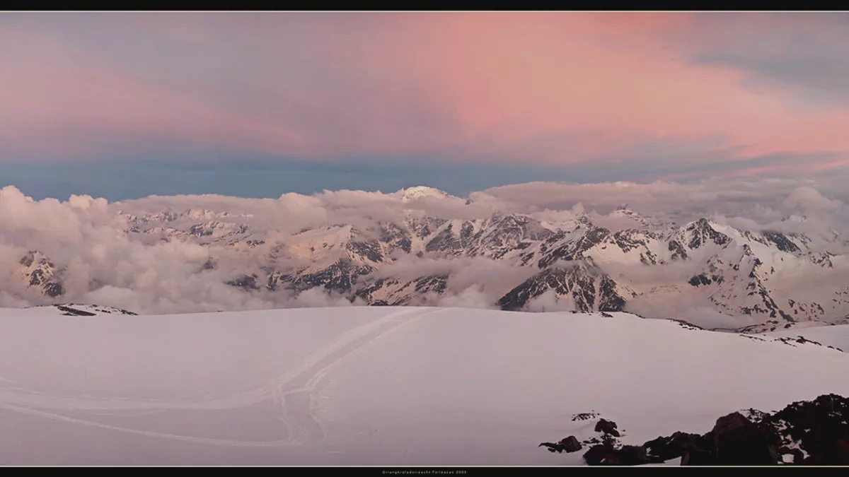 Sunset over the Russian Caucasus Mountains